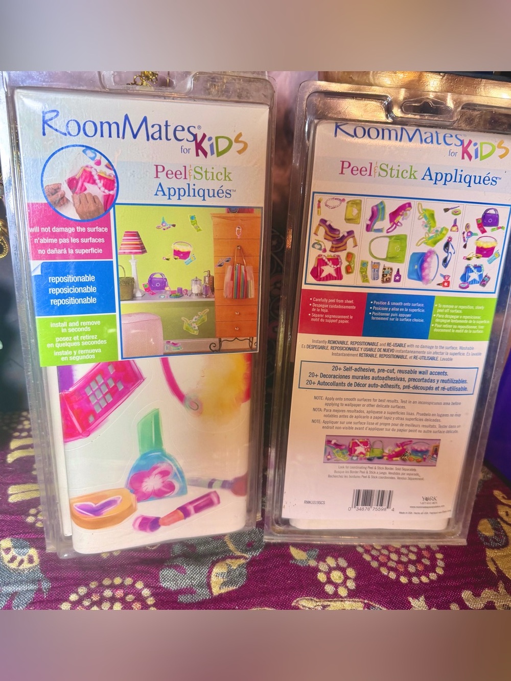 Y2k 2000’s 2 Packs RoomMates Girl’s Accessories Peel & Stick Appliques Kids